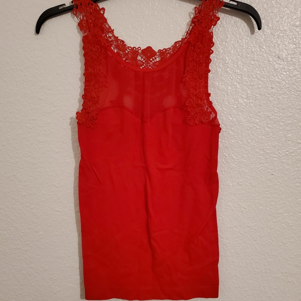 Red lace tank top